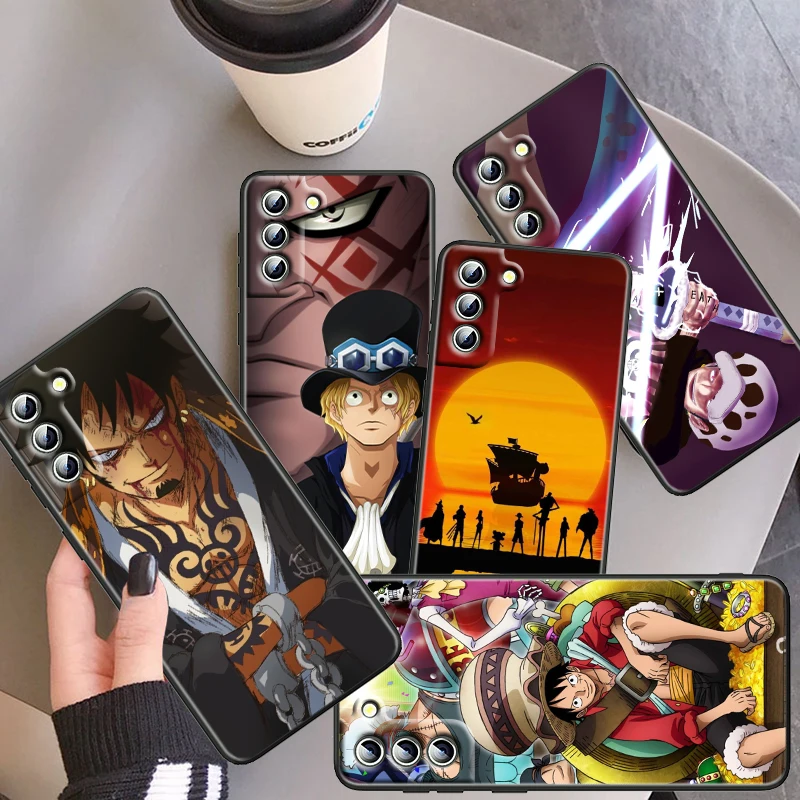 

Luffy Cartoon One Piece For Samsung Galaxy S22 S21 S20 FE S10 5G S10E S9 S8 Plus Ultra Pro Lite S7 Edge Soft Black Phone Case