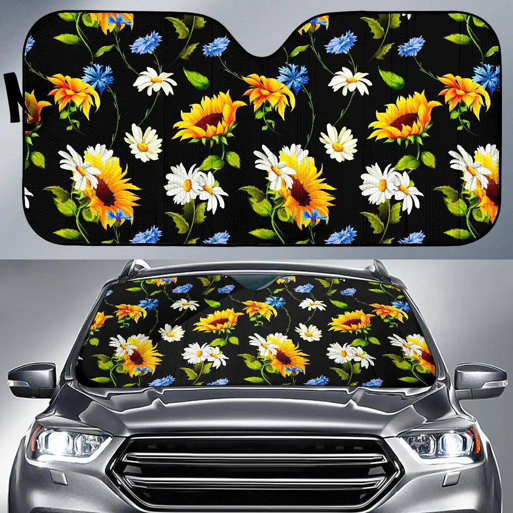 

Sunflower Chamomile Pattern Print Car Sun Shade