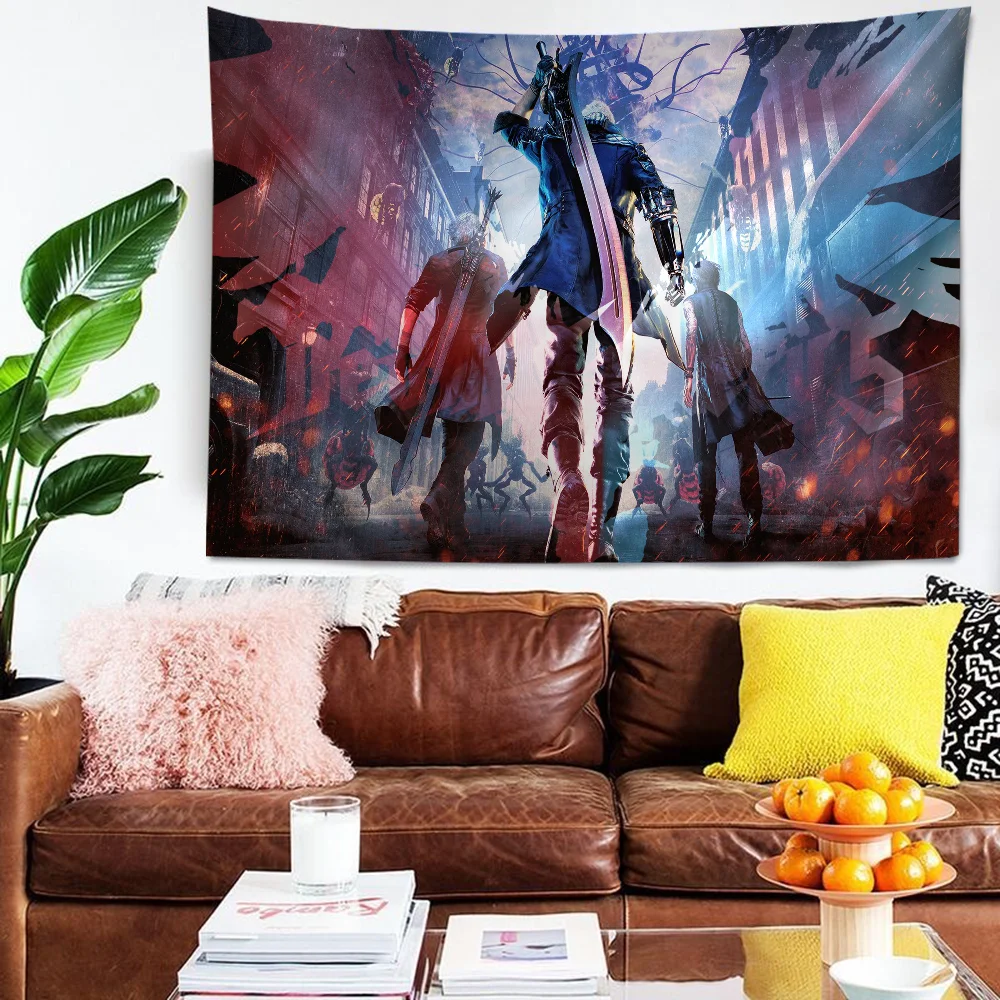 D-DevilS-May-Crys DMC DIY Wall Tapestry Hippie Flower Carpets Dorm Decor Art