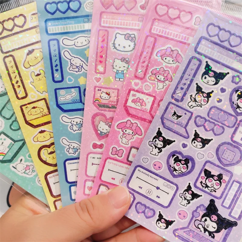 

Мультяшная японская Sanrioed Mymelody Cinnamoroll Kuromi наклейка с изображением девушки и сердца Kawaii АНИМЕ Diy Наклейка детская игрушка подарок