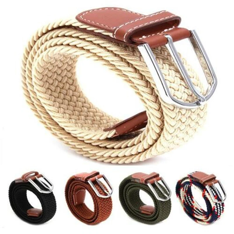 

Men Elastic Stretch Waist Belt Black Military Stretch Braided Elastic Woven Leather Belt Wide Hot Metal Stretch Belt For Men