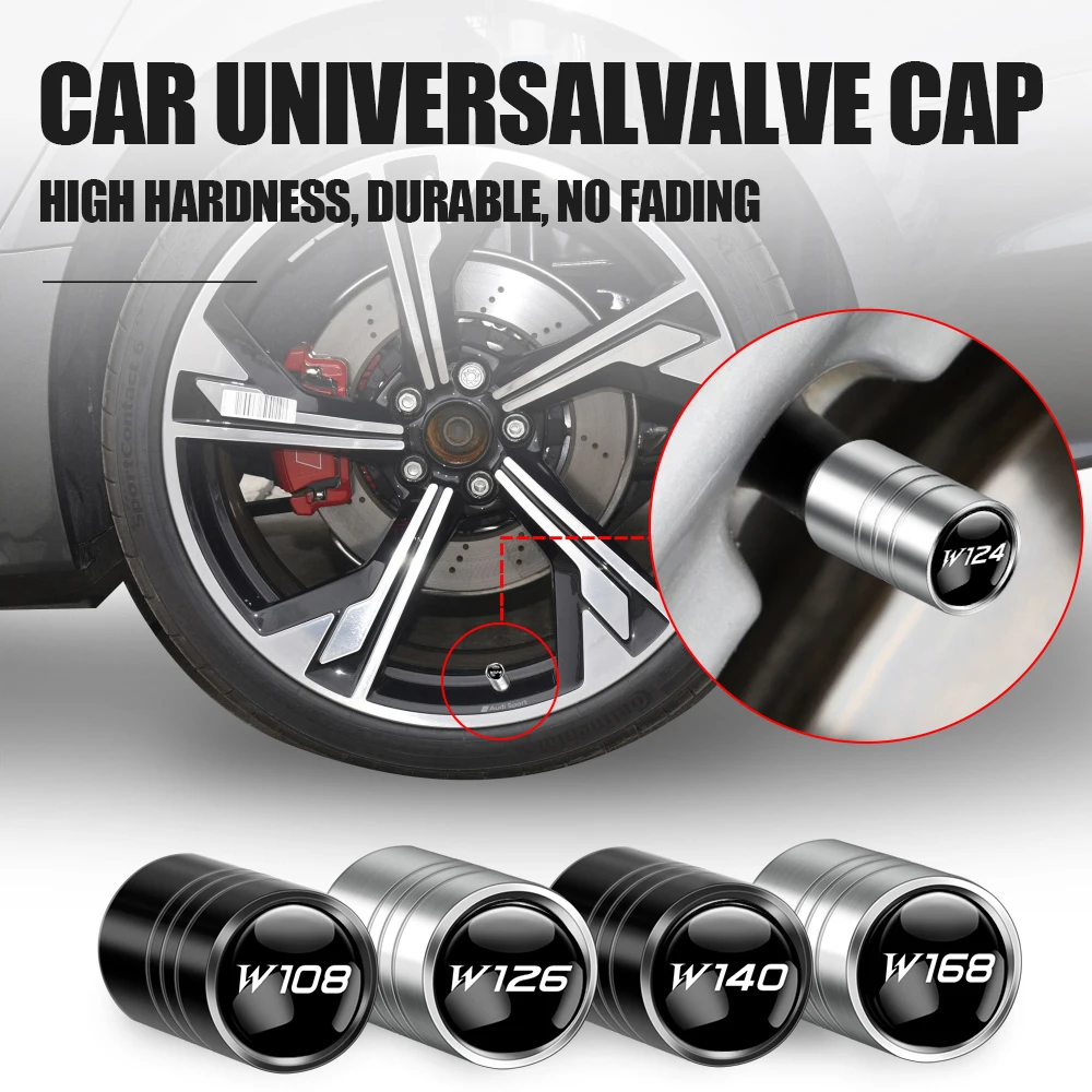 

4PCS Car Styling Metal Wheel Stem Covers Tire Valve Caps Decoration for MercedesBenz Exclusive AMG W108 W124 W126 W140 W168 W169