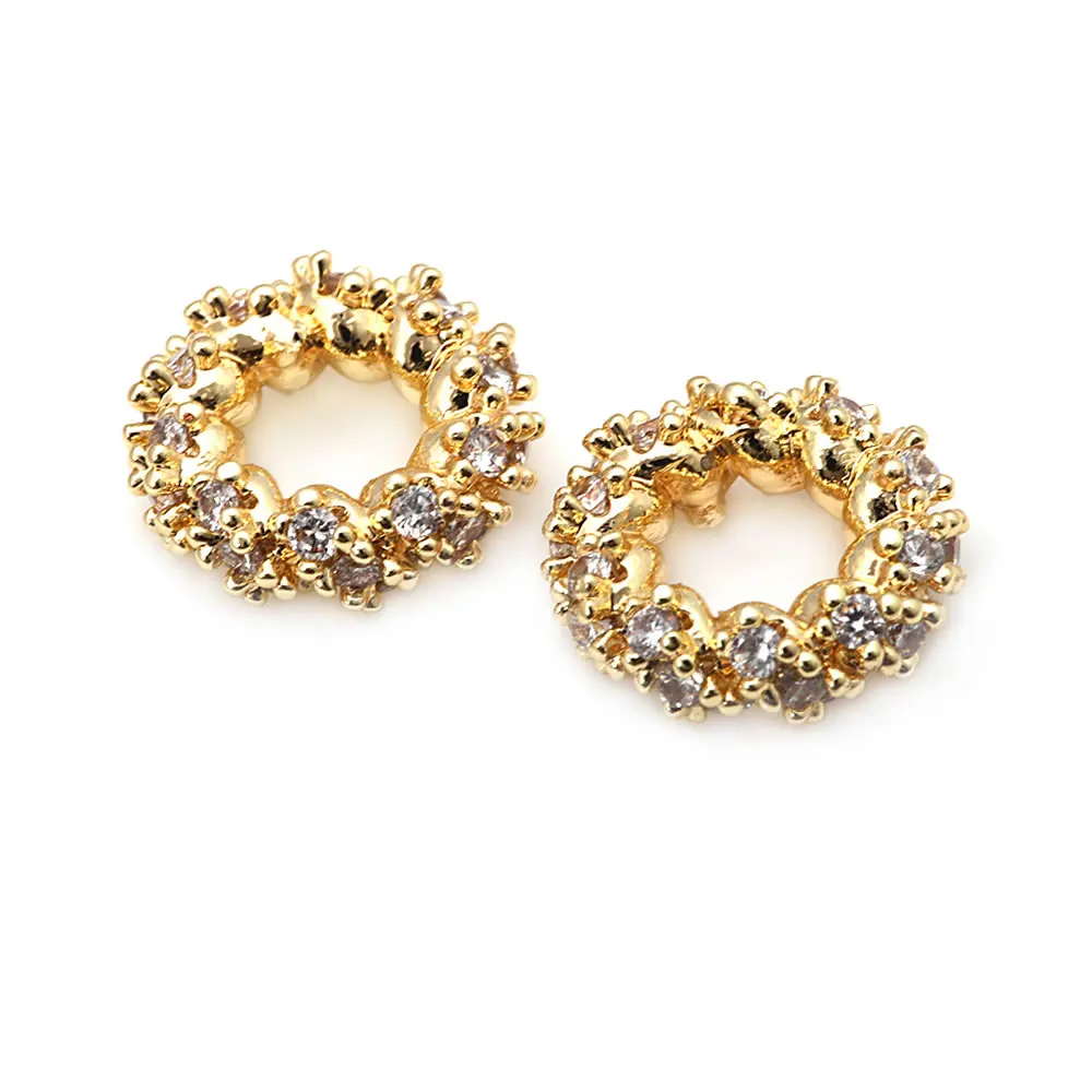 4 шт. латунные циркониевые круглые бусины-разделители с большим отверстием