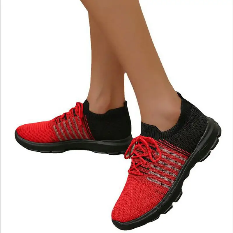 New Large size women's shoes sports flying weaving women's Pink all-match running shoes wholesale summer breathable mesh shoes