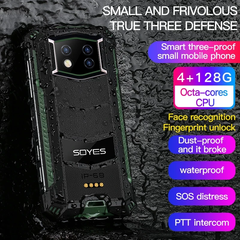 SOYES S10 MAX Mini Rugged Smartphone 4GB RAM 64GB/128GB ROM Octa Core 2400mAh 13MP SOS PTT Waterproof Top Small Mobile Phone