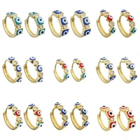 gothic turkish blue evil eye earrings for women punk zirconia flower heart geometry hoop earring fashion jewelry gift wholesale