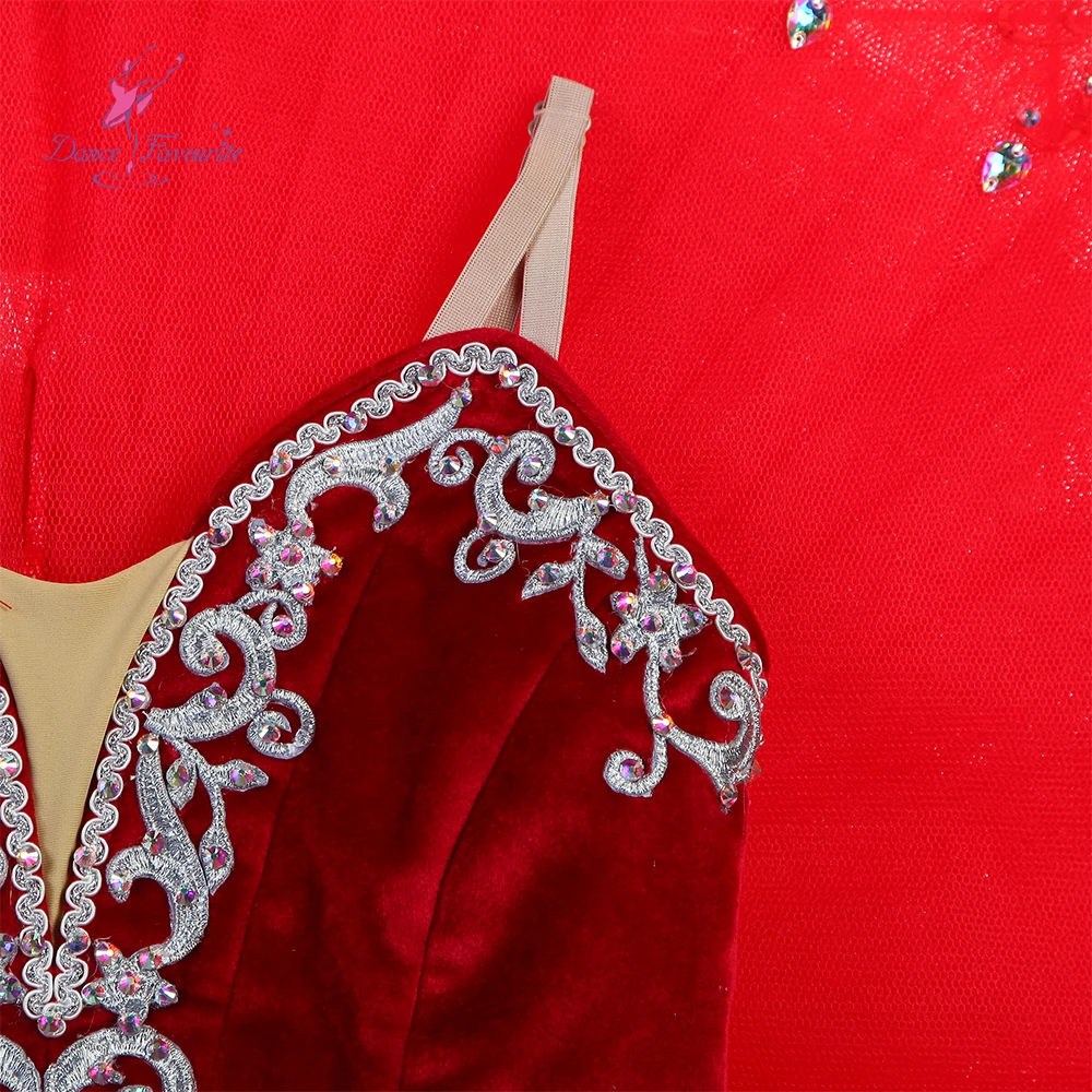 Балетная пачка B24051 для танцев профессиональная красная бархатная балетная на