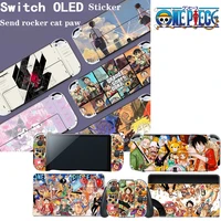 anime switch oled sticker kawaii hatsune miku pickchu one piece switch film game console protective film to send cat claw hat