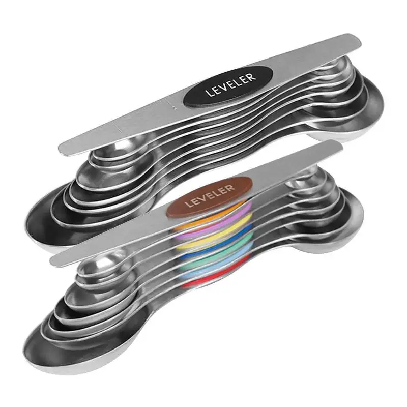 

Магнитная ложка из нержавеющей стали, уникальный набор ложек с двойной головкой для выпечки, Многофункциональные бытовые магнитные инструменты