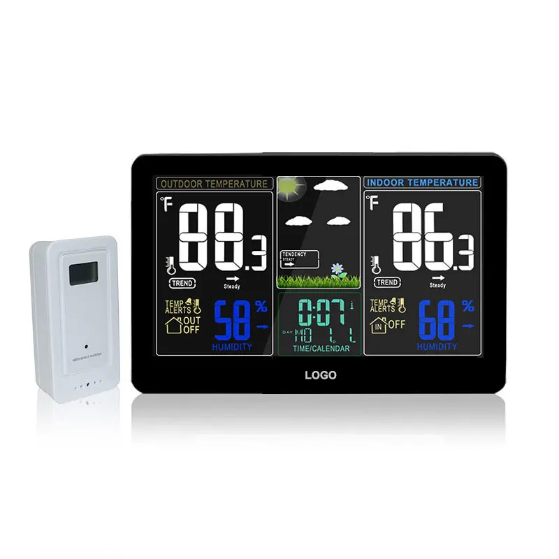 

Dermey Thermometer Hygrometer Alarm Clock With Weather Forecast And Lights