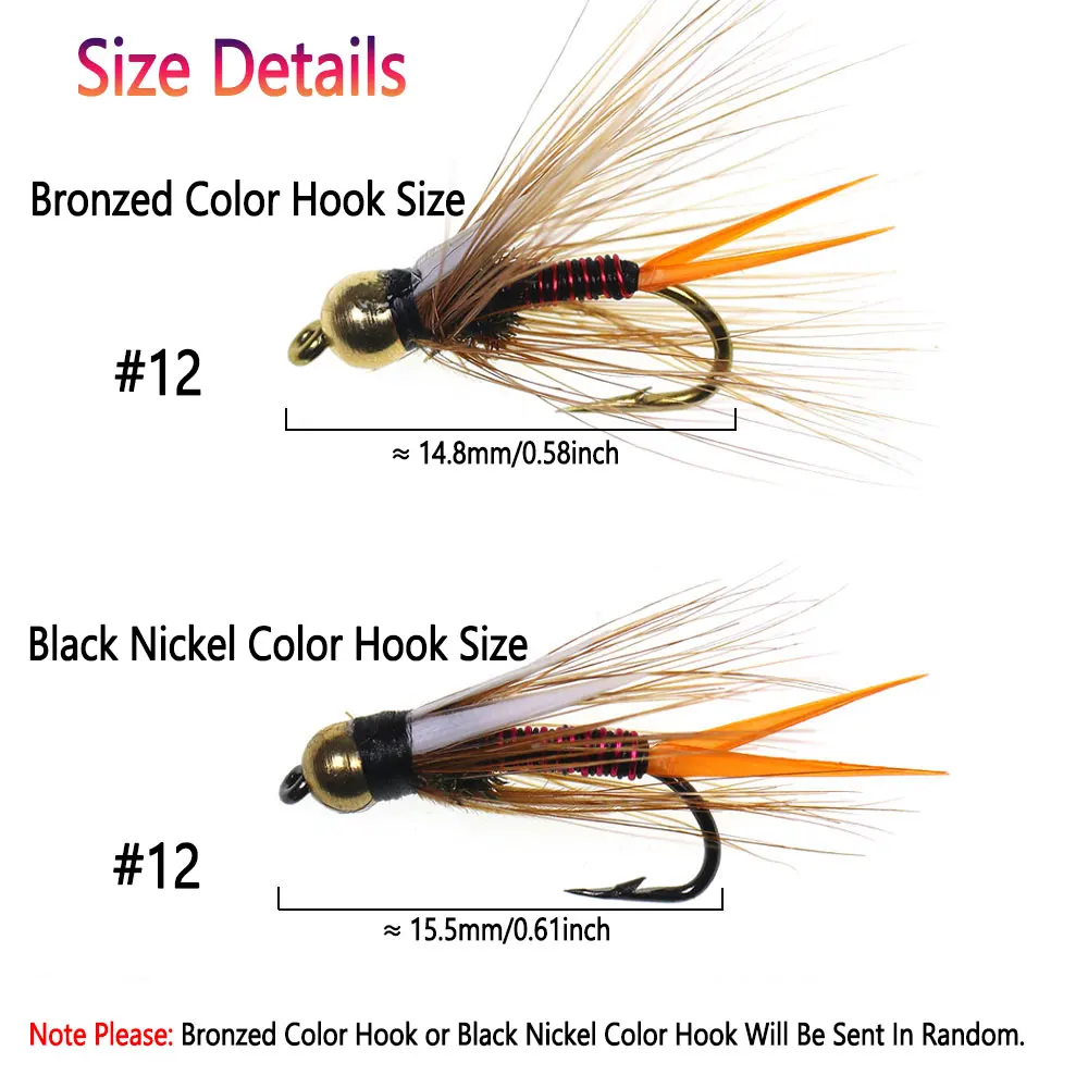 Bimoo 5 шт./коробка 12 # латунная бусина головка принца Нимфа петух Hackle