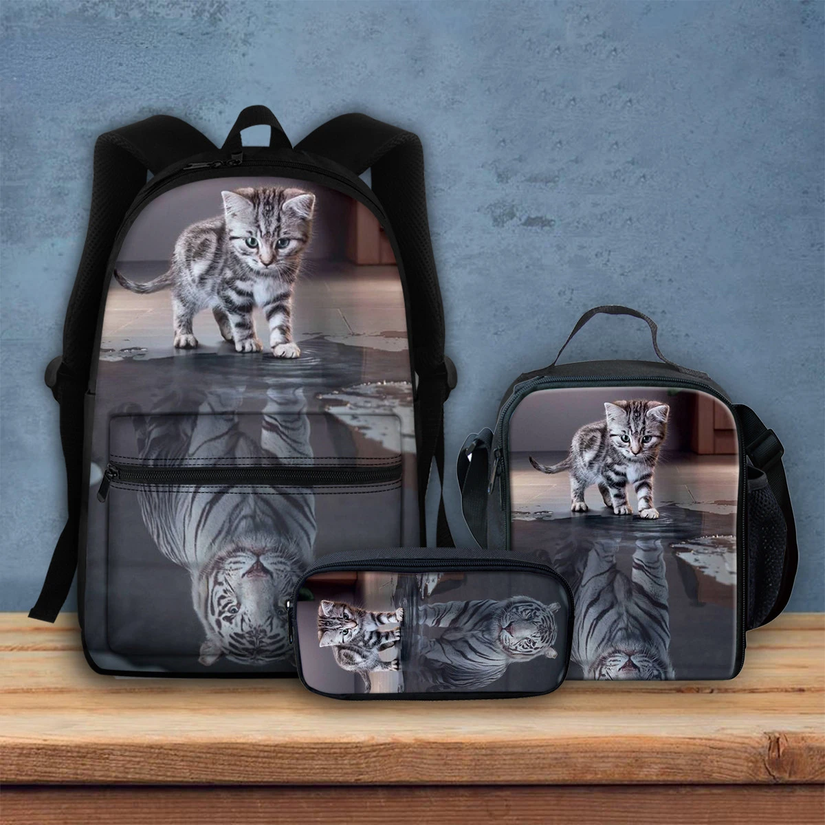 

Модные школьные ранцы HOMDOW для подростков, креативный школьный рюкзак с котом рефракции и тигром, Вместительная дорожная сумка