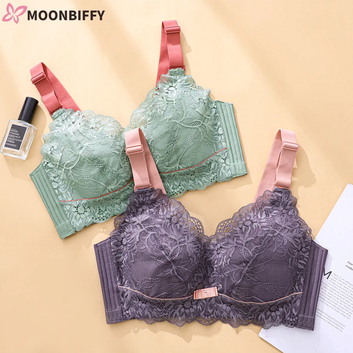 Large Size Underwear Summer Thin Section No Steel Ring To Receive Auxiliary Breasts Big Breasts Show Small Gather Breathable Bra
