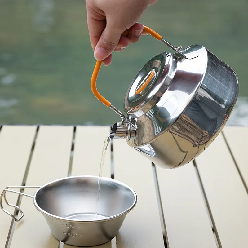 

0.8L Camping Teapot Stainless Steel Outdoor Kettle Coffee Pot Portable Outdoor Camping Kettle Household Mini Hot Kettle