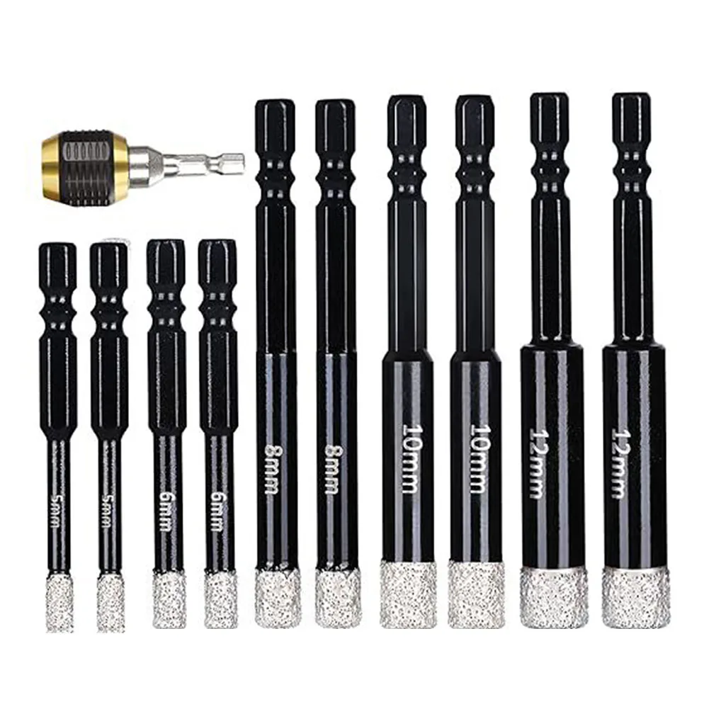 

11pcs Vacuum Brazed Diamond Dry Drill Bits Hex Handle Dry Drilling Hole Saw Cutter 5-12mm For Tile Concrete Glass Plastic Drill