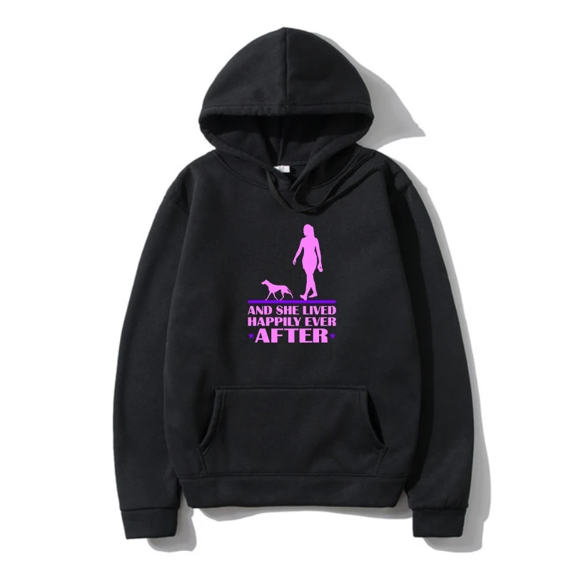 

Printed Whippe Dog And She Lived Happily Ever After Men SweatSweatshir Warm Warm Cute Men Hoody Hip Hop