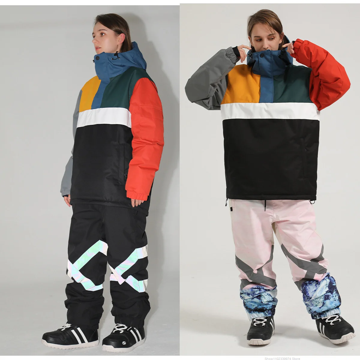 

Winter Ski Broek Mannen Vrouwen Skiën Snowboarden Buitensporten Waterdicht Ademend Warm Grote Oversize Reflecterende Sneeuw