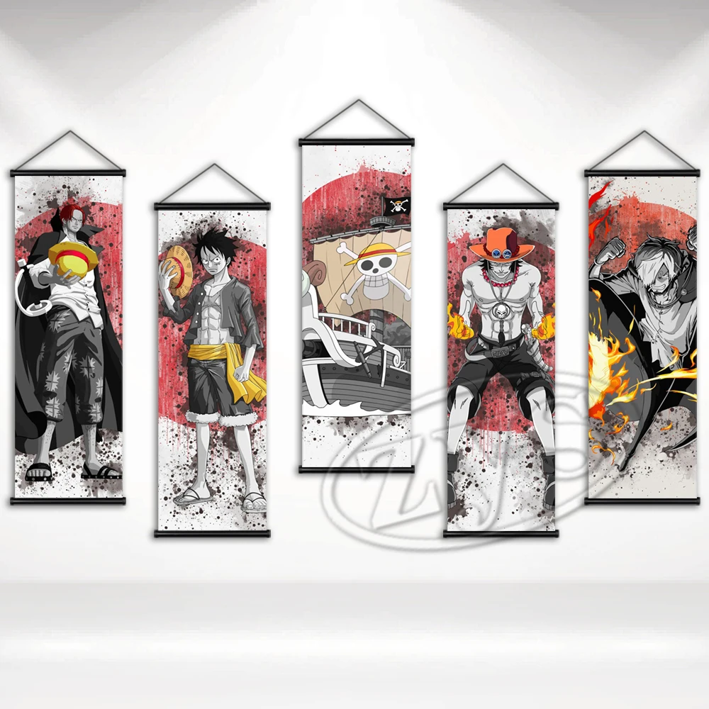 

Настенная роспись цельный холст модульная Обезьяна D. Плакаты Luffy с рисунком, подвесные свитки, домашний декор, искусство для гостиной
