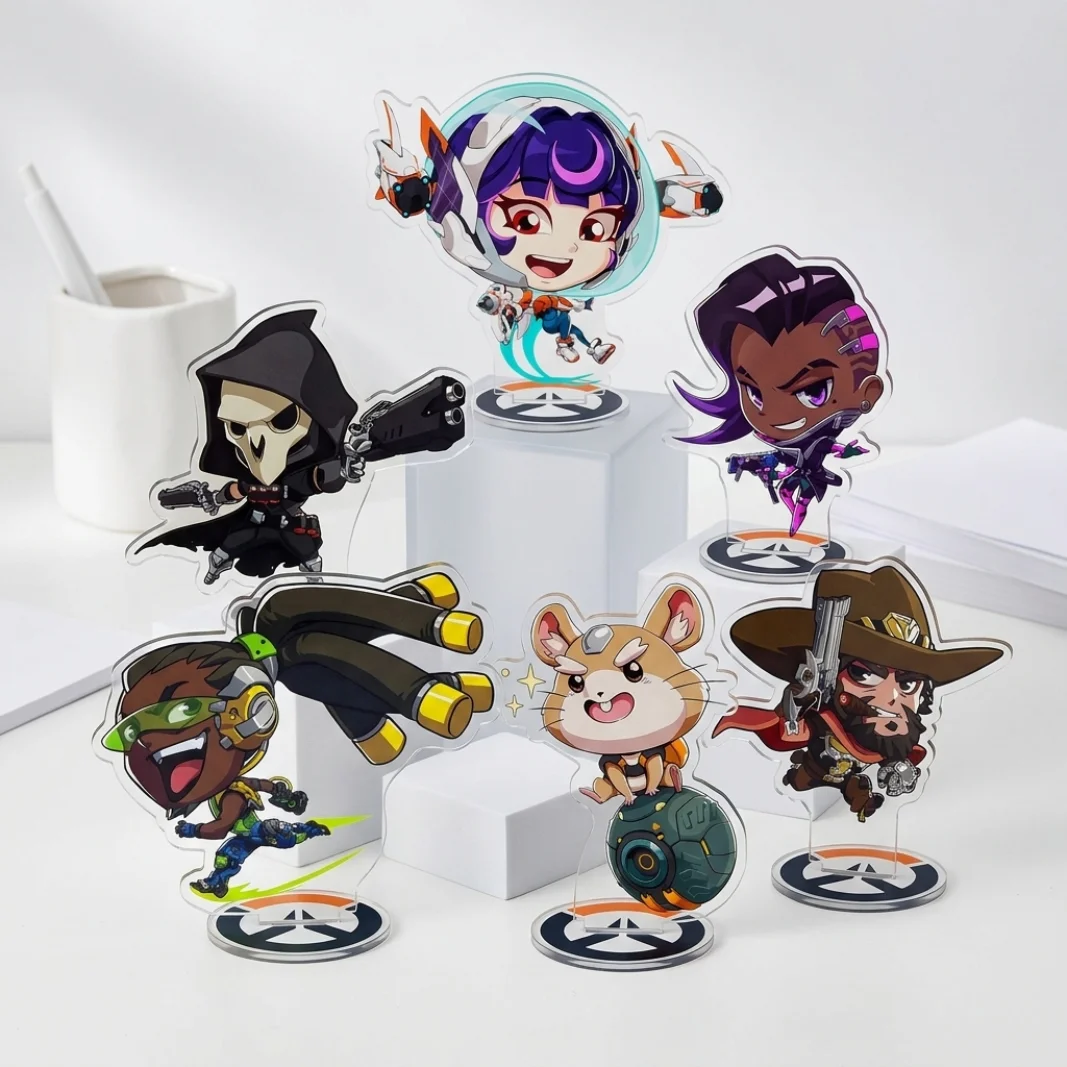 Фото Акриловая подставка-брелок по игре Overwatch 2, аниме-игрушка, персонажи для косплея, настольное украшение, аксессуары, отличный коллекционный подарок, 10 см №1