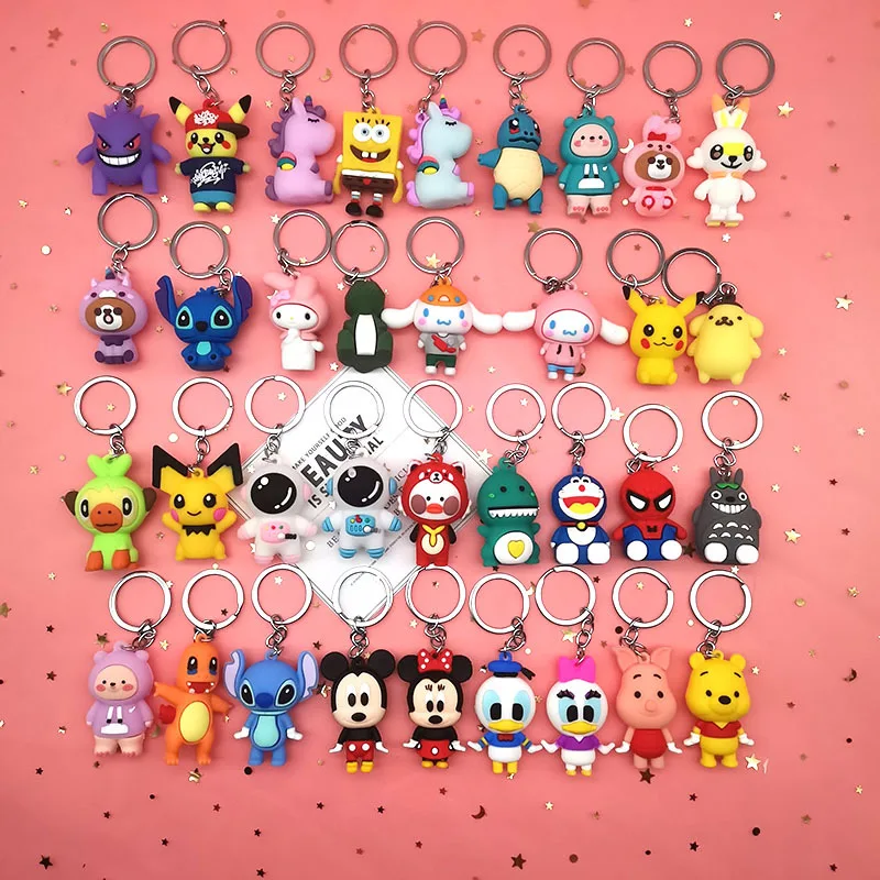 

Cute Cartoon Sanrio Cinnamoroll Mymelody Pompompurin Kawaii Classic Anime Doll Keychain Couples Girl Heart Pendant Toy Gifts