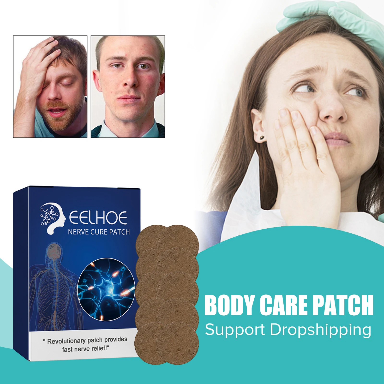 

Physiotherapy Plaster Facial Hand Stiffness Spasm Neuritis Treatment Relief Nerve Paralysis Anxiety Relaxing Body Care Patches