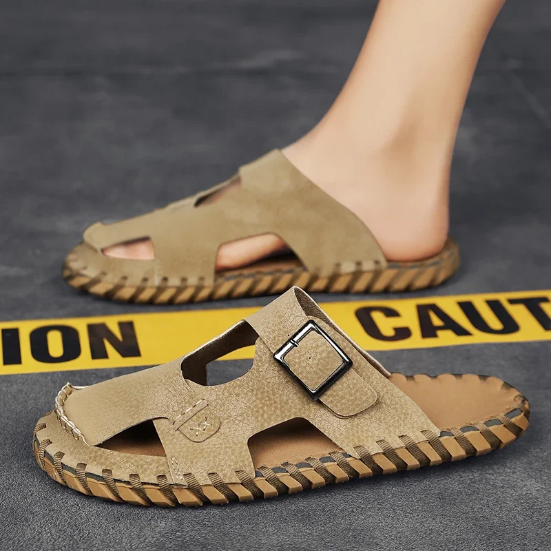 Летние мужские тапочки повседневные пляжные сандалии уличная обувь шлепанцы