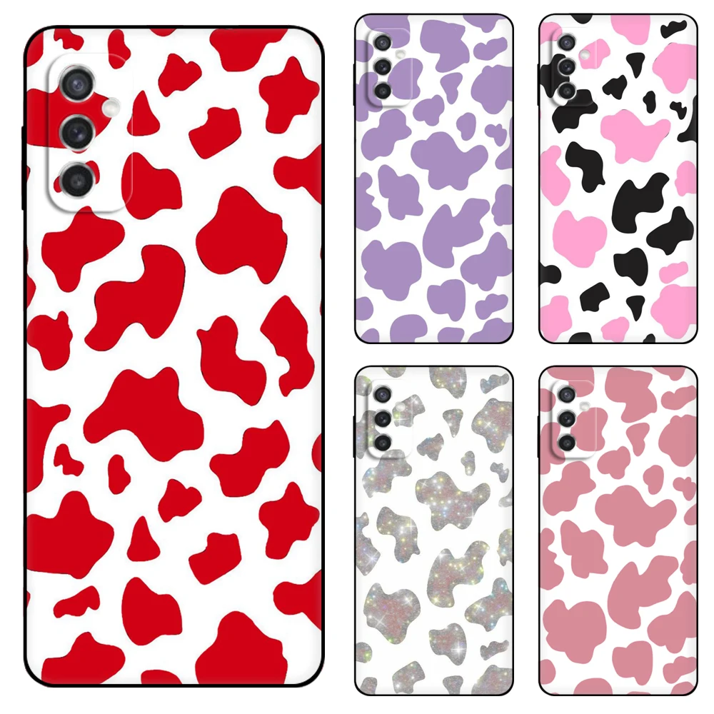 

Black Tpu Case Cow Print Pattern For Samsung Galaxy F23 M12 M22 M23 M32 4G M52 5G M30S M21 A04s