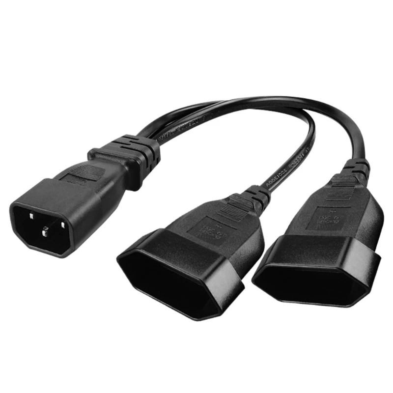

32cm/1ft IEC320 C14 to Double EU4.0mm Power Cord 1 in 2 Out Y-splitter Adapter Cable Extension Wire Extender Line