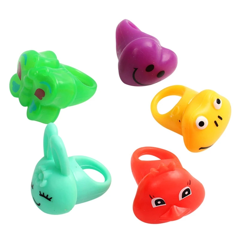 

Wearable Ring Luminous TPR Animal Finger Ring Toy for Boys Girls Autism Stress Release Halloween Gag Flashing Toy 5pcs