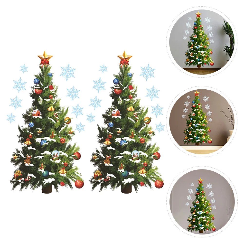 

2Sheets of Holiday Wall Sticker Christmas Shop Window Sticker Xmas Window Ornaments Snowflake Sticker for Glass