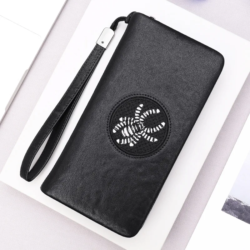Мужской кошелек деловой брендовый черный модный длинный на молнии держатели для