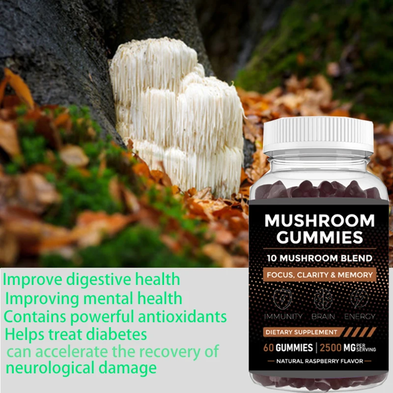 

1 бутылка жевательных грибов с левой гривой улучшает иммунную функцию, предотвращает деменцию, улучшает психическое здоровье, 60 капсул