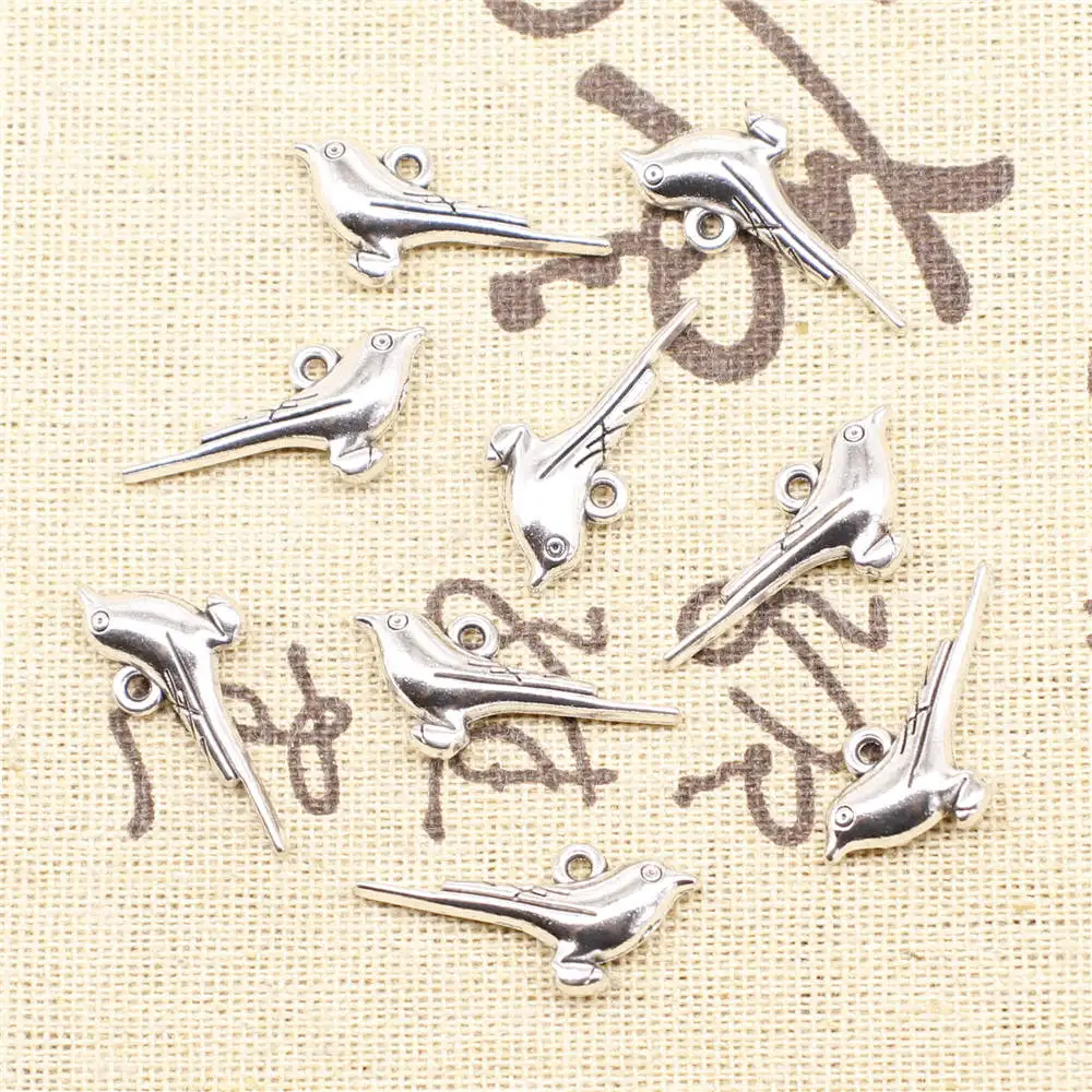 

Bird Cute Charms Jewelry Making Pendant Children Diy 12X26mm Antique Silver Color 10 Pieces