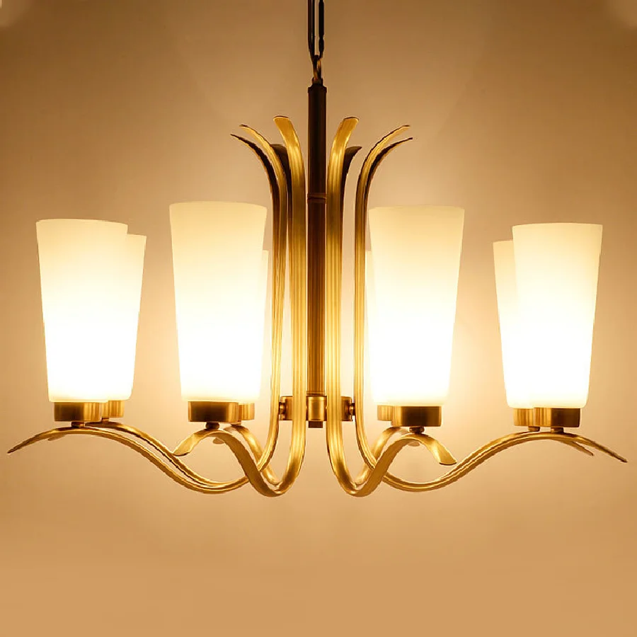 

American Luxury Copper Chandelier Home Dining Living Room Deco Modern Bedroom Indoor Lighting Led Pendant Lamp Hotel Villa Light