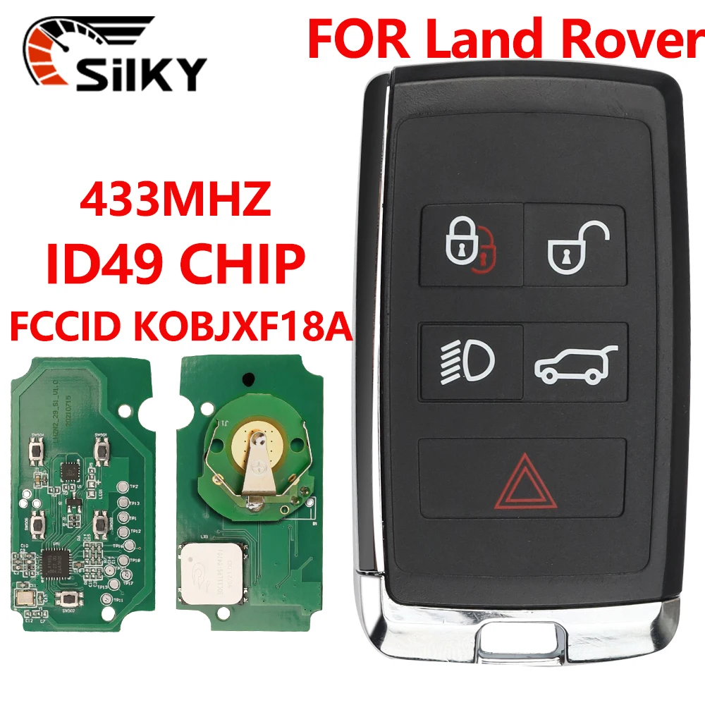 

Автомобильный ключ SilKY 2018-2023 для Land Rover Range Rover Evoque, 5 кнопок, 315 МГц, 434 МГц, брелок JK52-15K601-BG JK52-15K601-DJ KOBJXF18A