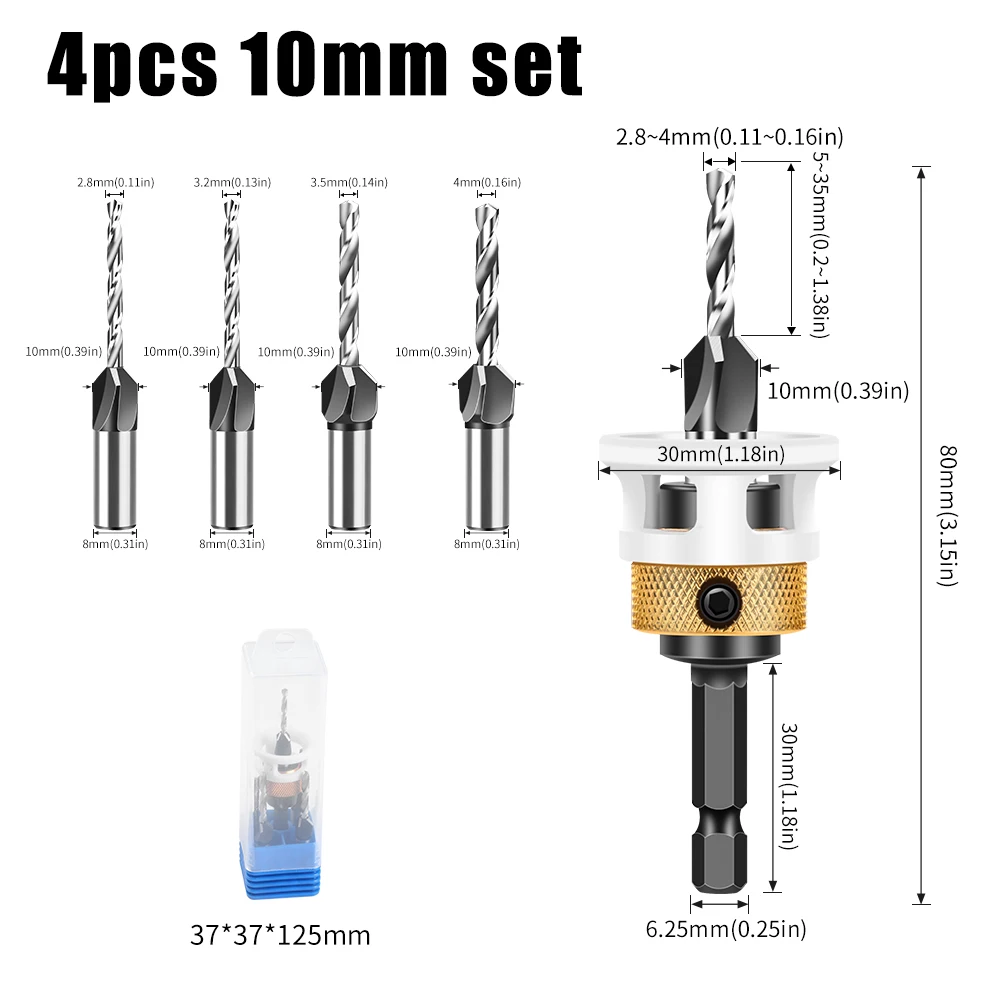 Деревообрабатывающий предел, четырехгранное сверло с зенковкой, сверло из сплава, коническое сверло, регулируемая глубина, ступенчатое сверло, винт, сверло с зенковкой