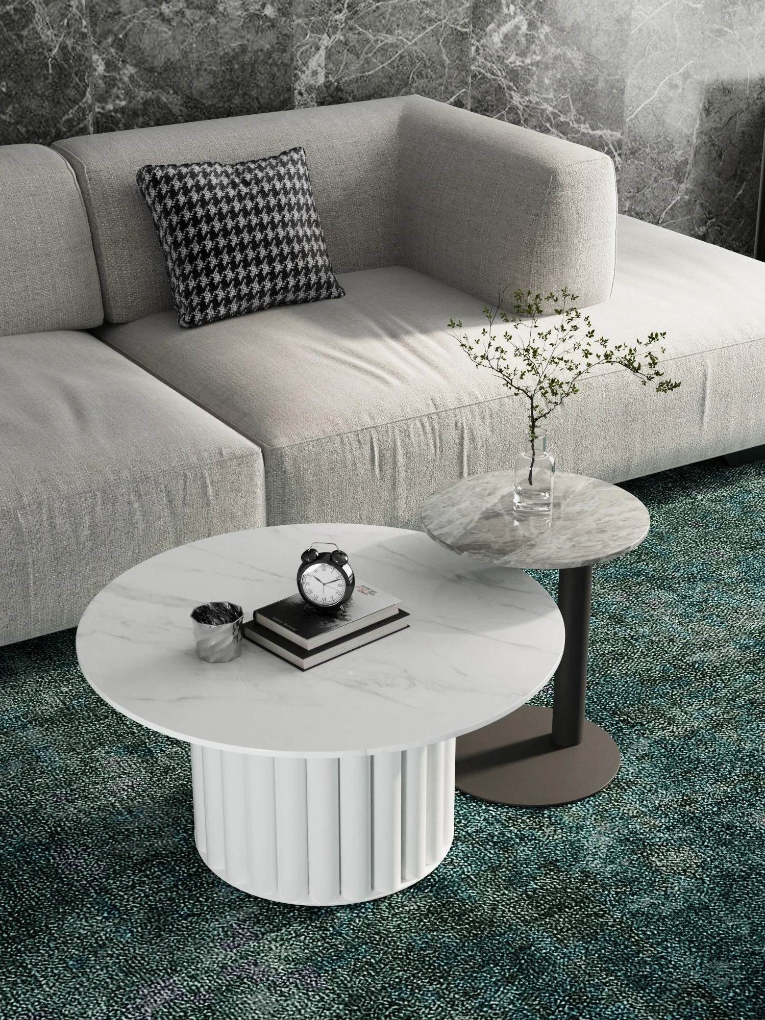

Чайный столик для маленькой квартиры XL, комбинированная каменная тарелка, Мраморная Современная креативная круглая железная посуда