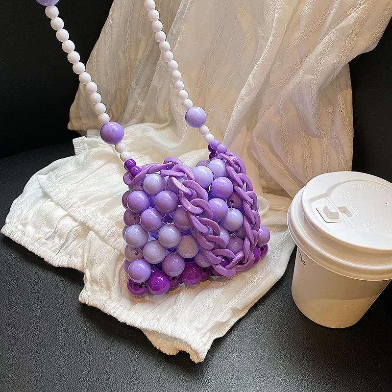 

Beading Mini Crossbody Cell Phone Shoulder Bag 2022 Summer Fashion Chain Handbags and Purses for Women Luxury Brand Trendy