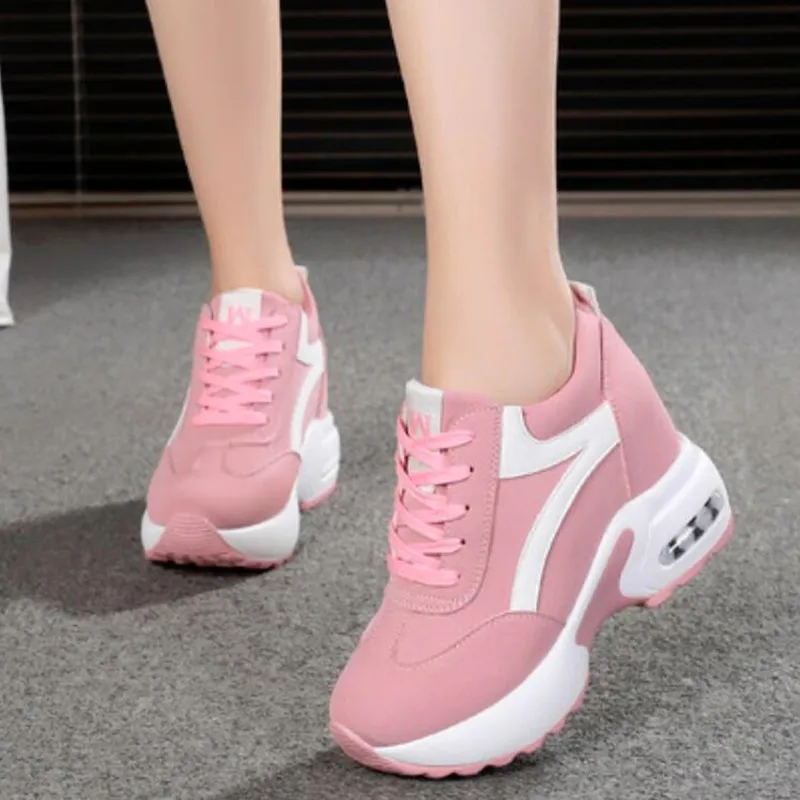 

2022 Spring Women Casual Shoes Platform Sneakers Comfortable Air Cushion Outdoor Solid Heightening Footwear Chaussures Femme