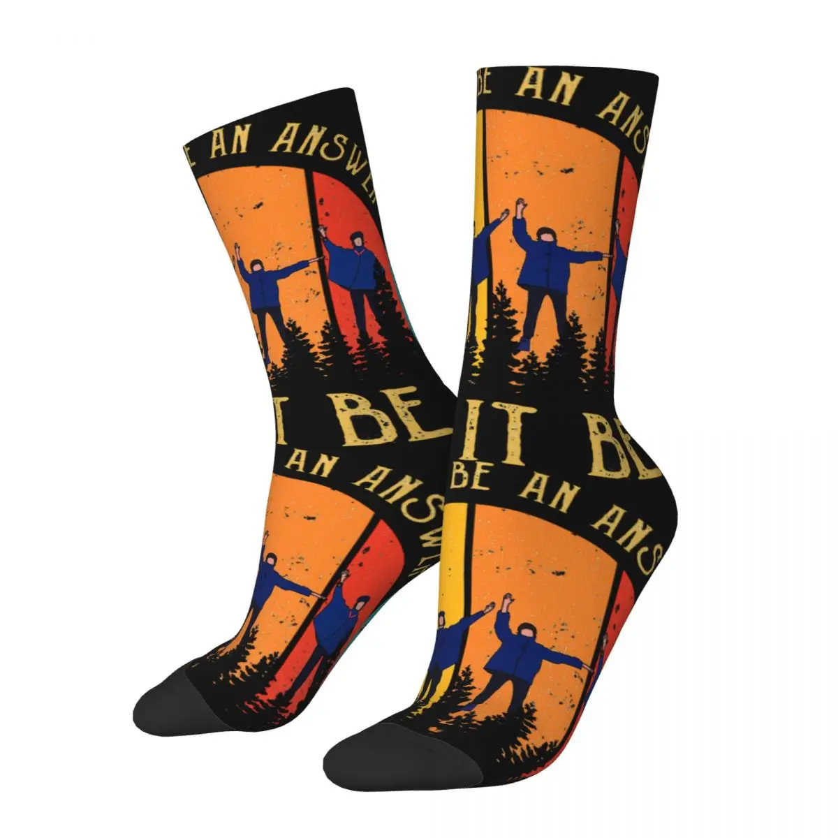 

Crazy Sock for Men Vintage There Will Be An Answer Hip Hop Vintage The Beatle Handsome Excellent Musician Printed Boys Crew Sock