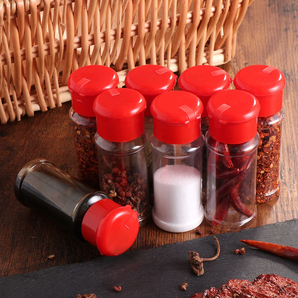 

10 Pcs Seasoning Plastic Bottles Spice Storage Pepper Shakers Go Containers Clear Jar