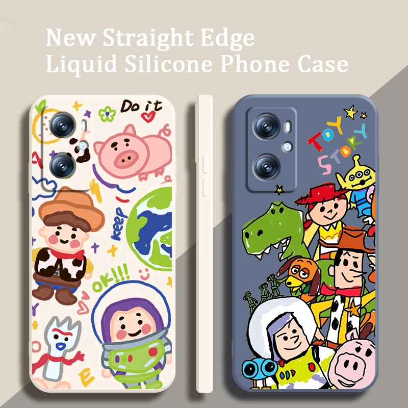 

Disney Toy Story Anime Cute Liquid Rope Phone Case For OPPO A96 A94 A93 A77 A76 A74 A72 A57 A53S A16 A9 Find X5 X3 Lite F21 5G