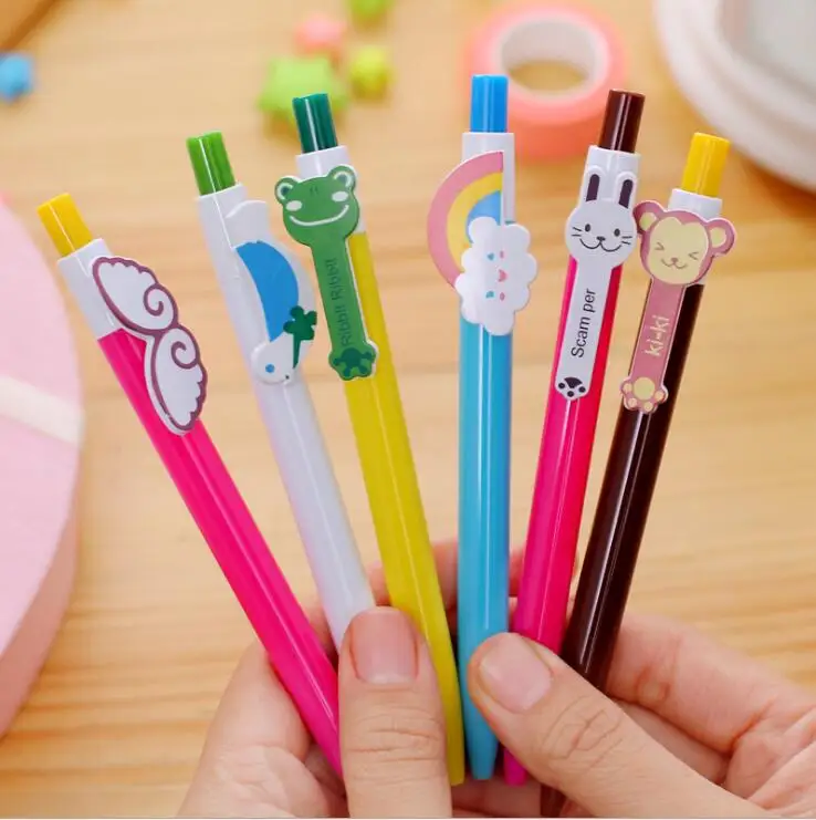 

100 Pcs Kawaii Cartoon Ballpoint Pens Cute Lovely Cat Bird Ball Pen Plastic School Supplies Korean Stationery Gifts