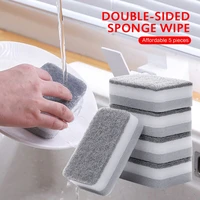 5pcsset double side sponge scrub dishwashing pot to wash dishes wipe kitchen housework cleaning three layer sponge scouring pad