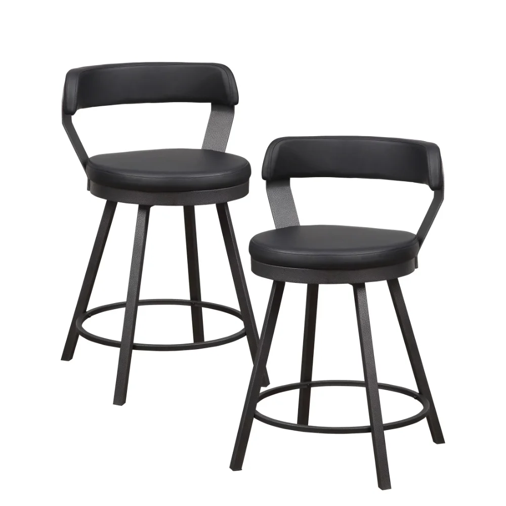 

OakvillePark Belmar Swivel Counter Height Barstool (Set of 2), Black