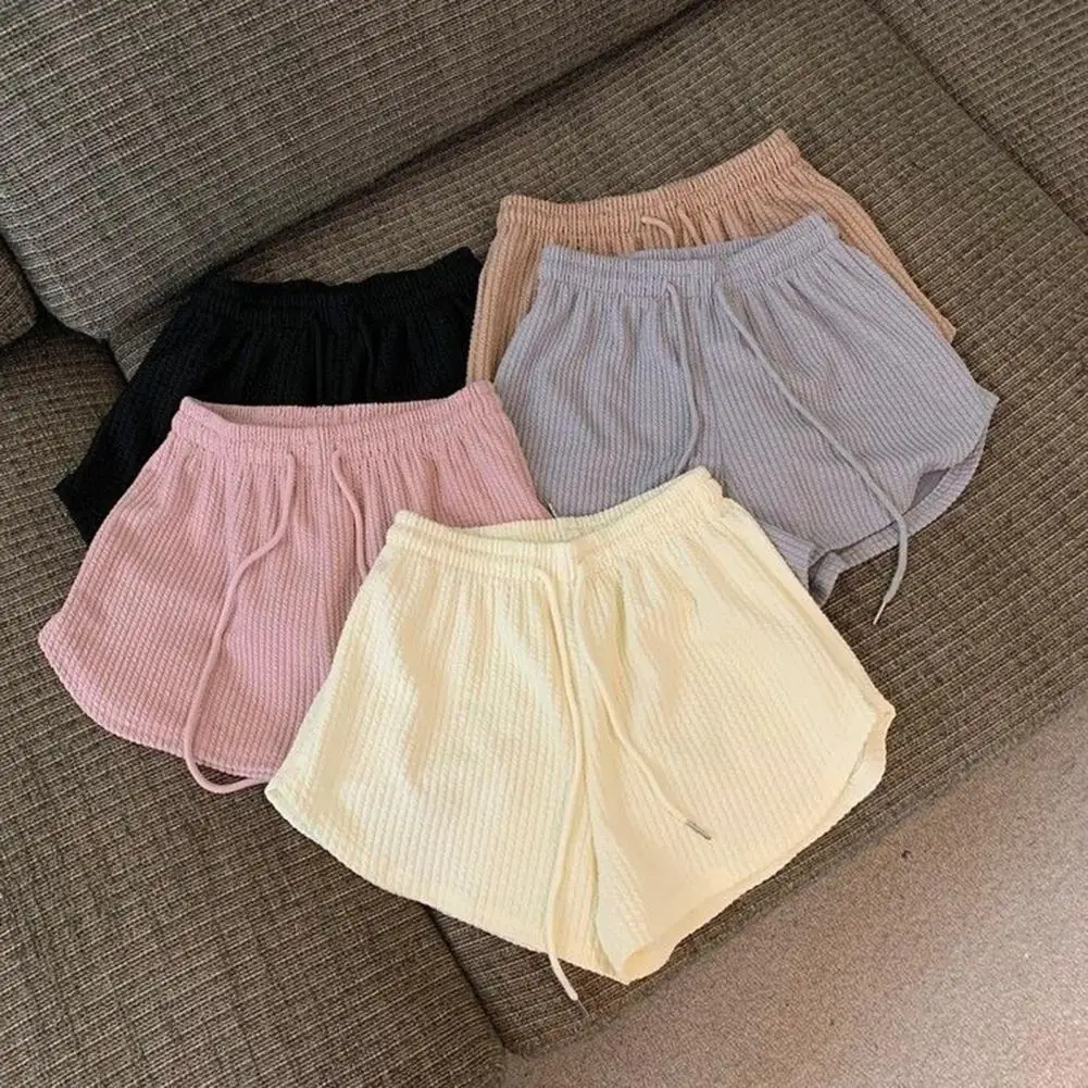 

Yoga Shorts Solid Color Drawstring Summer Relaxed Fit Good Touch Athletic Shorts for Yoga