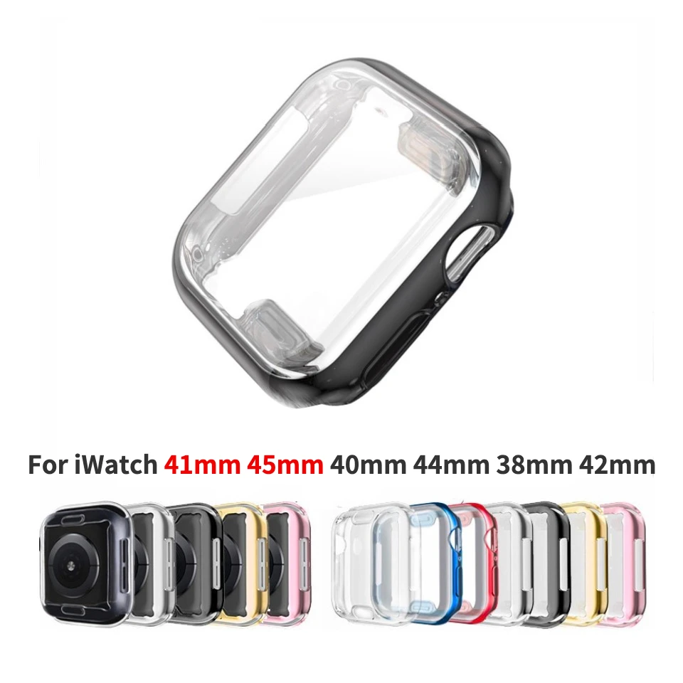 

Watch Case For Apple Watch Series 7 SE 6 5 4 3 2 1 Case 42mm 38m 40mm 44mm 41mm 45mm Slim TPU Case Screen Protector for iW