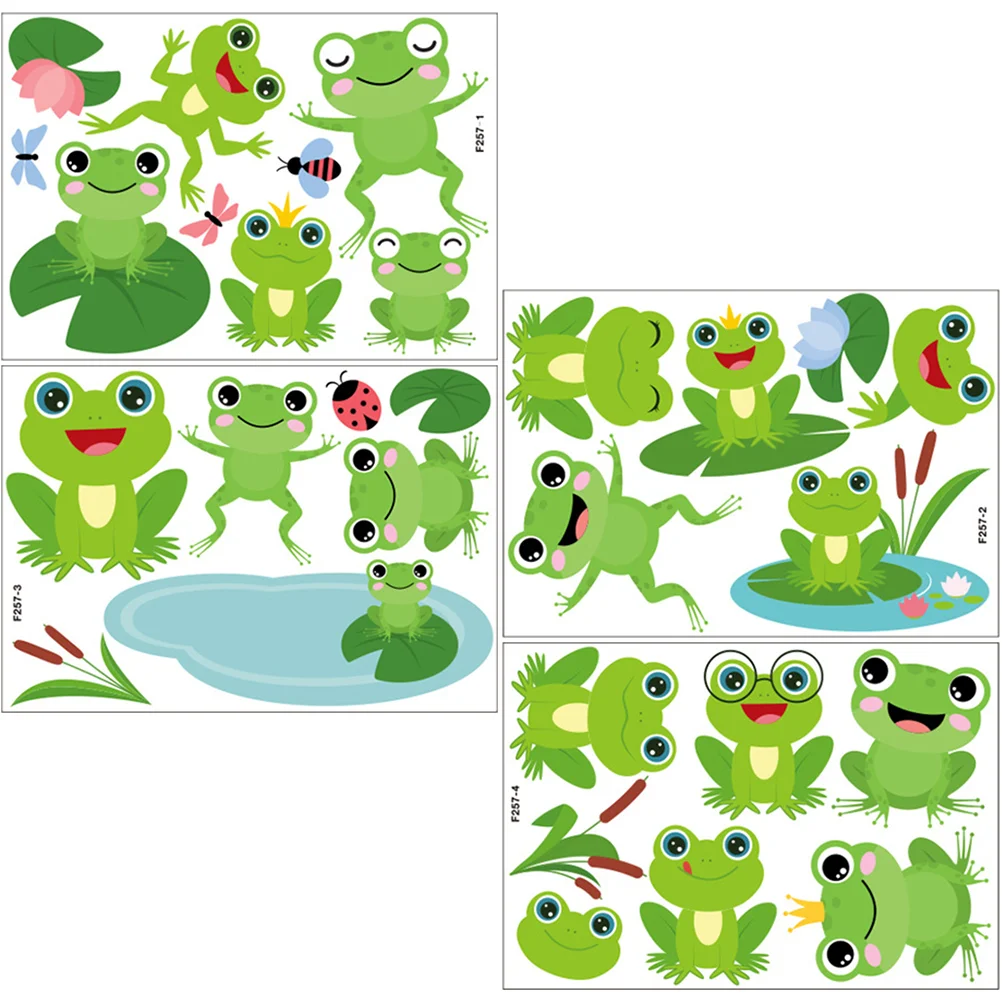 4 Sheets Frog Wall Sticker Frogs Decor Removable Light House Decorations Home Decal Wallpaper