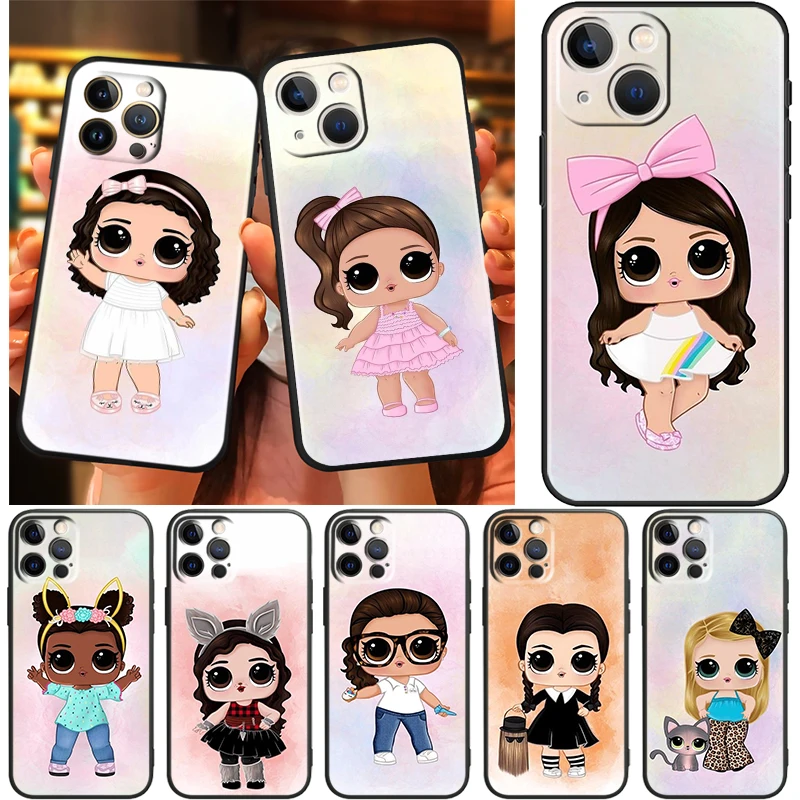 

Gift LOL Surprise Doll Art For Apple iPhone 13 12 11 Pro Max Mini XS Max X XR 6 7 8 Plus 5S SE2020 Soft Black Phone Case Capa