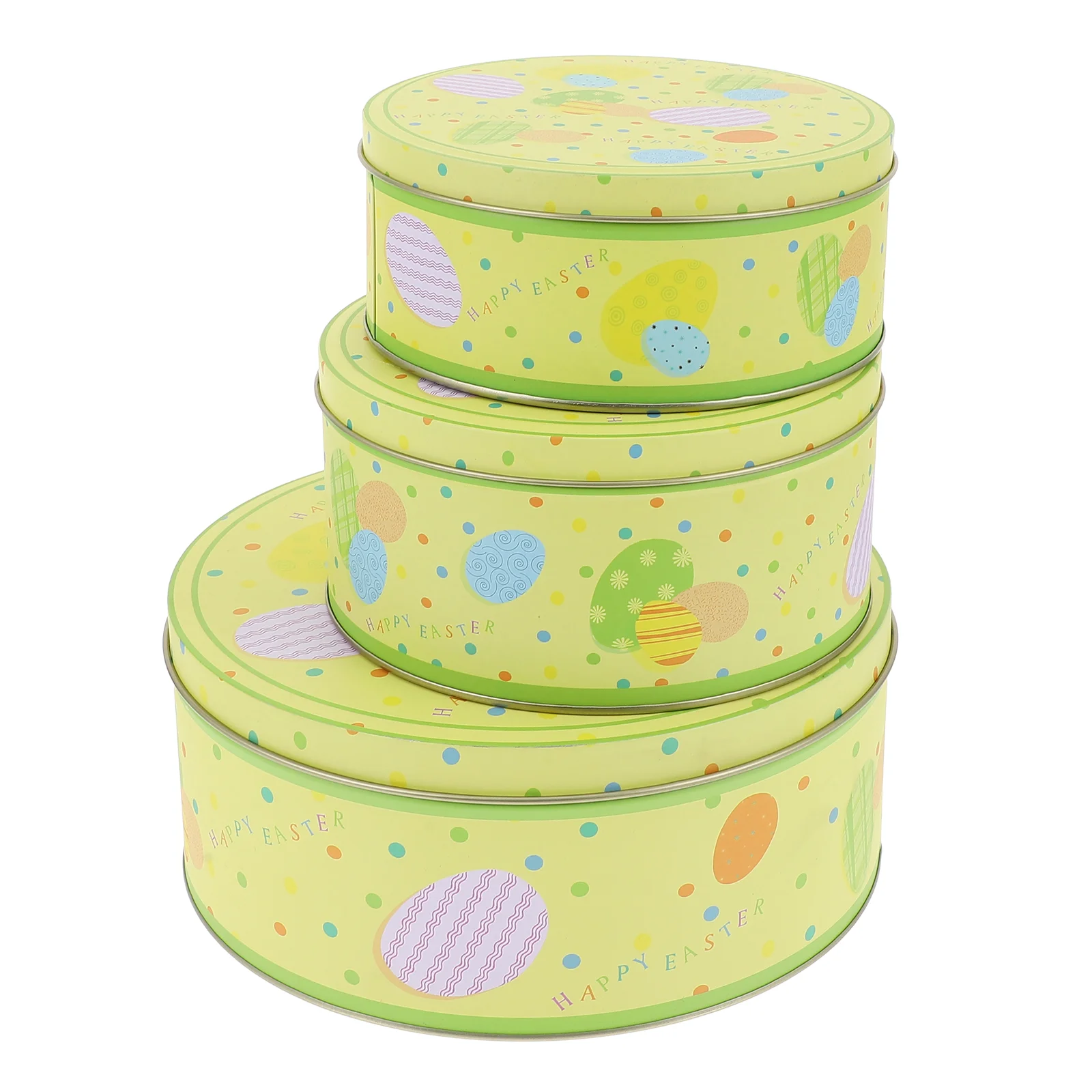 

Easter Box Tin Candy Boxes Cookie Gift Tins Tinplate Container Metal Round Biscuit Party Treat Egg Empty Cookies Jar Case